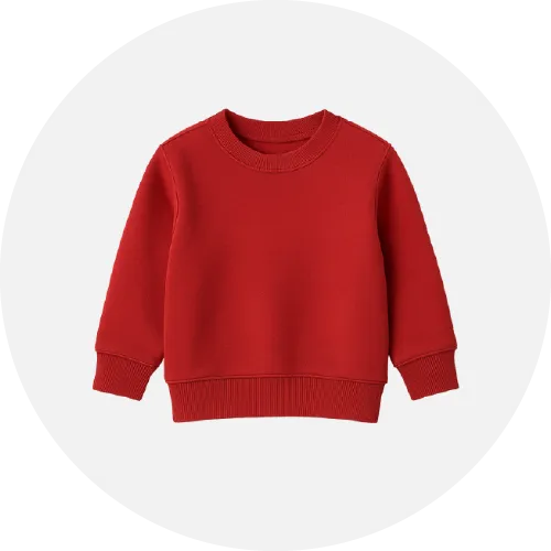 Kids’ sweatshirt product icon showing warm and durable fleece sweatshirts manufactured by RYZEAL Sourcing.