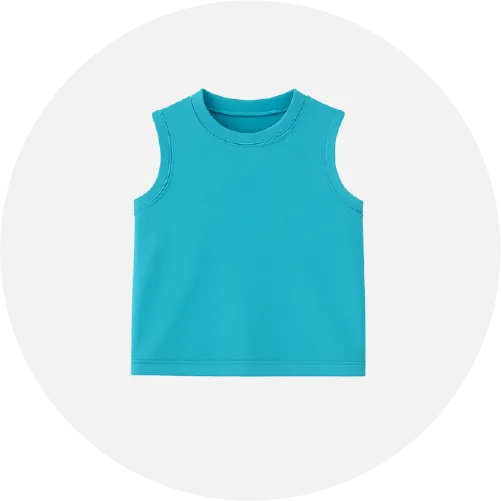 Kids’ tank top product icon showing sleeveless children’s wear manufactured by RYZEAL Sourcing.