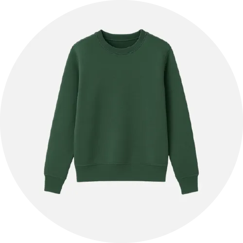 Men’s and Women's sweatshirt product icon representing fleece and terry sweatshirts by RYZEAL Sourcing.
