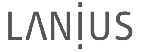 Minimalist grey LANIUS brand logo in uppercase lettering