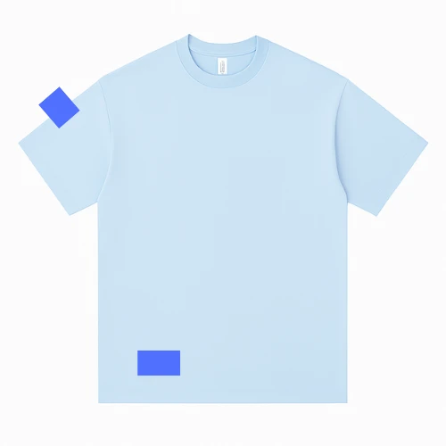 Men’s t-shirt showing combined front and back print and embroidery positioning by RYZEAL Sourcing, Bangladesh.