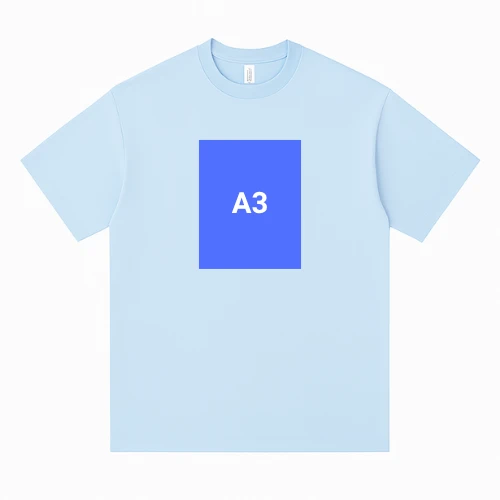 Full front area of men’s t-shirt showing large print and embroidery zone offered by RYZEAL Sourcing.