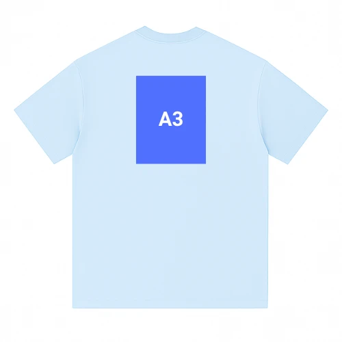 Men’s t-shirt front area showing large print and embroidery position layout created by RYZEAL Sourcing, Men’s T-shirt Clothing Manufacturers in Bangladesh.