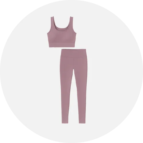 Women’s yoga wear product icon featuring stretch-fit activewear manufactured by RYZEAL Sourcing.