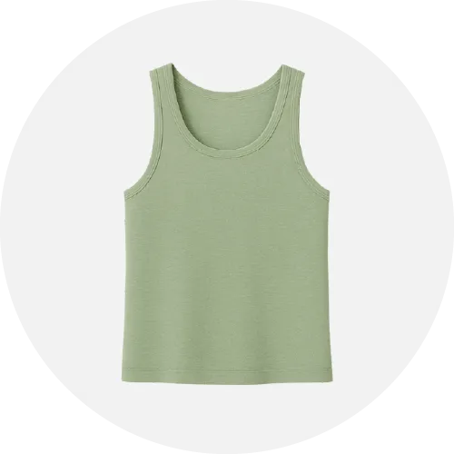 Women’s tank top product icon featuring classic sleeveless designs manufactured by RYZEAL Sourcing.