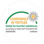 Confidence in Textiles OEKO-TEX certification label used by RYZEAL Sourcing for chemical-safe textiles.