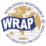 WRAP certification logo for responsible garment manufacturing at RYZEAL Sourcing.