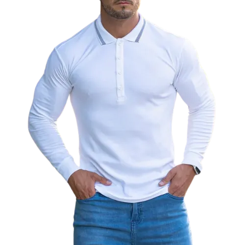 Long sleeve polo shirt created by RYZEAL Sourcing for all-season wear and brand customization.