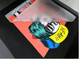 DTF (Direct-to-Film) printing technique for full-color custom apparel.