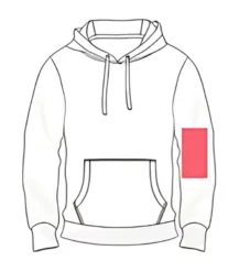 Hoodie Print & Embroidery Position 10 – Lower sleeve branding placement for Men’s Hoodie Manufacturer by RYZEAL Sourcing.