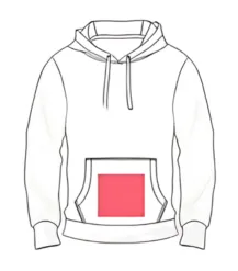 Hoodie Print & Embroidery Position 5 – Front pocket print zone for Men’s Hoodie Manufacturer by RYZEAL Sourcing.