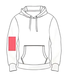 Hoodie Print & Embroidery Position 9 – Upper arm embroidery placement for Men’s Hoodie Manufacturer by RYZEAL Sourcing.