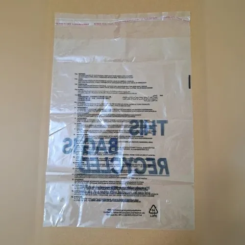 Standard polybags used for garment protection and packaging.