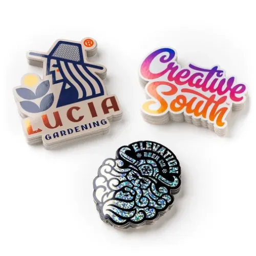 Custom sticker options for garment branding and packaging.