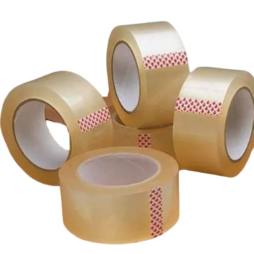 Transparent packing tape used for sealing garment cartons.
