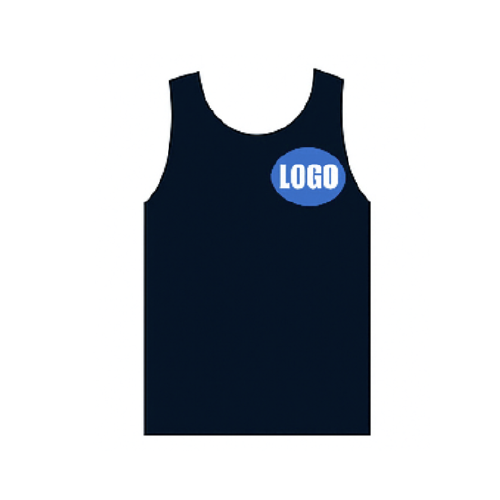 Left chest logo embroidery position on men’s tank top by RYZEAL Sourcing.