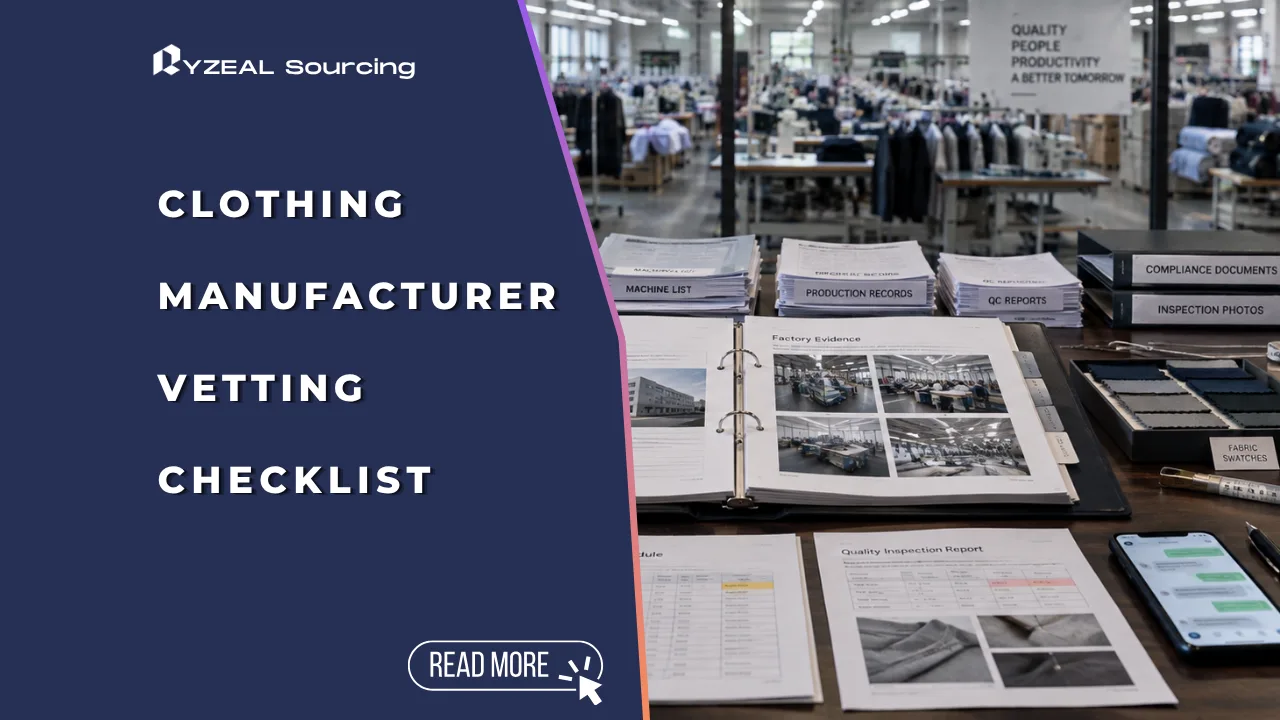 Clothing manufacturer vetting checklist for capacity, quality systems, communication, and red flags