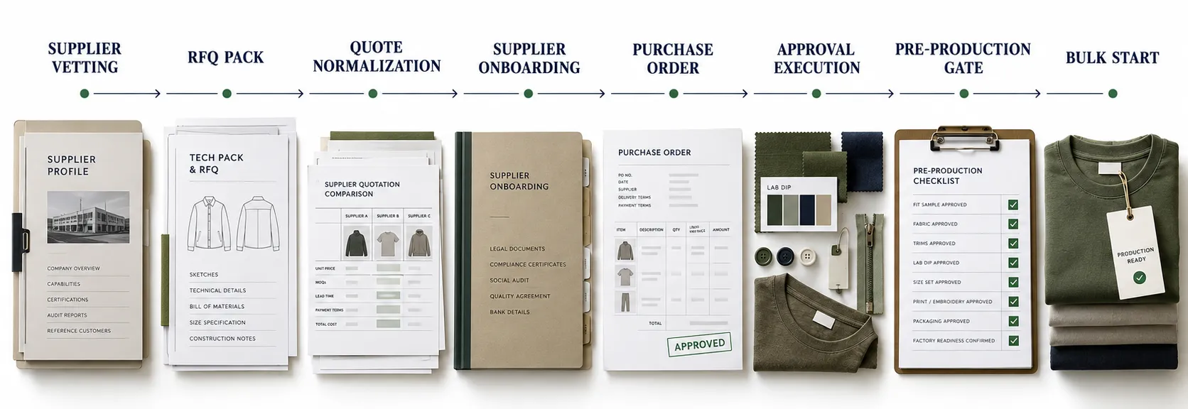apparel rfq onboarding production start workflow