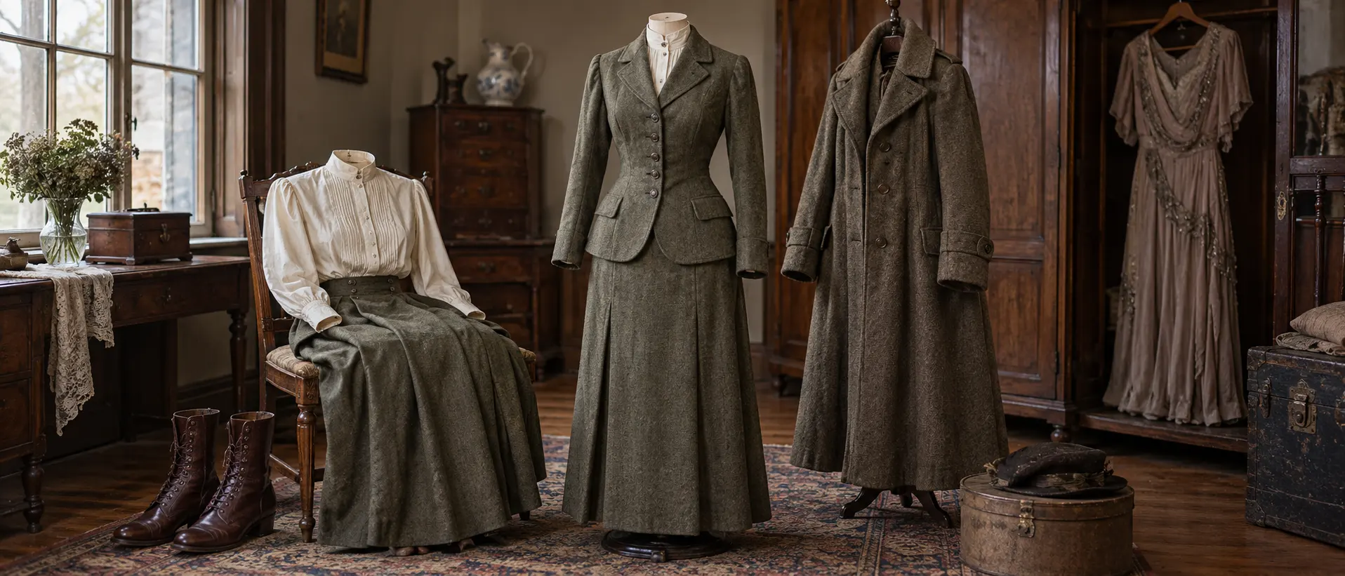 1910s Womens Fashion Edwardian Formality to Practical Dress 1