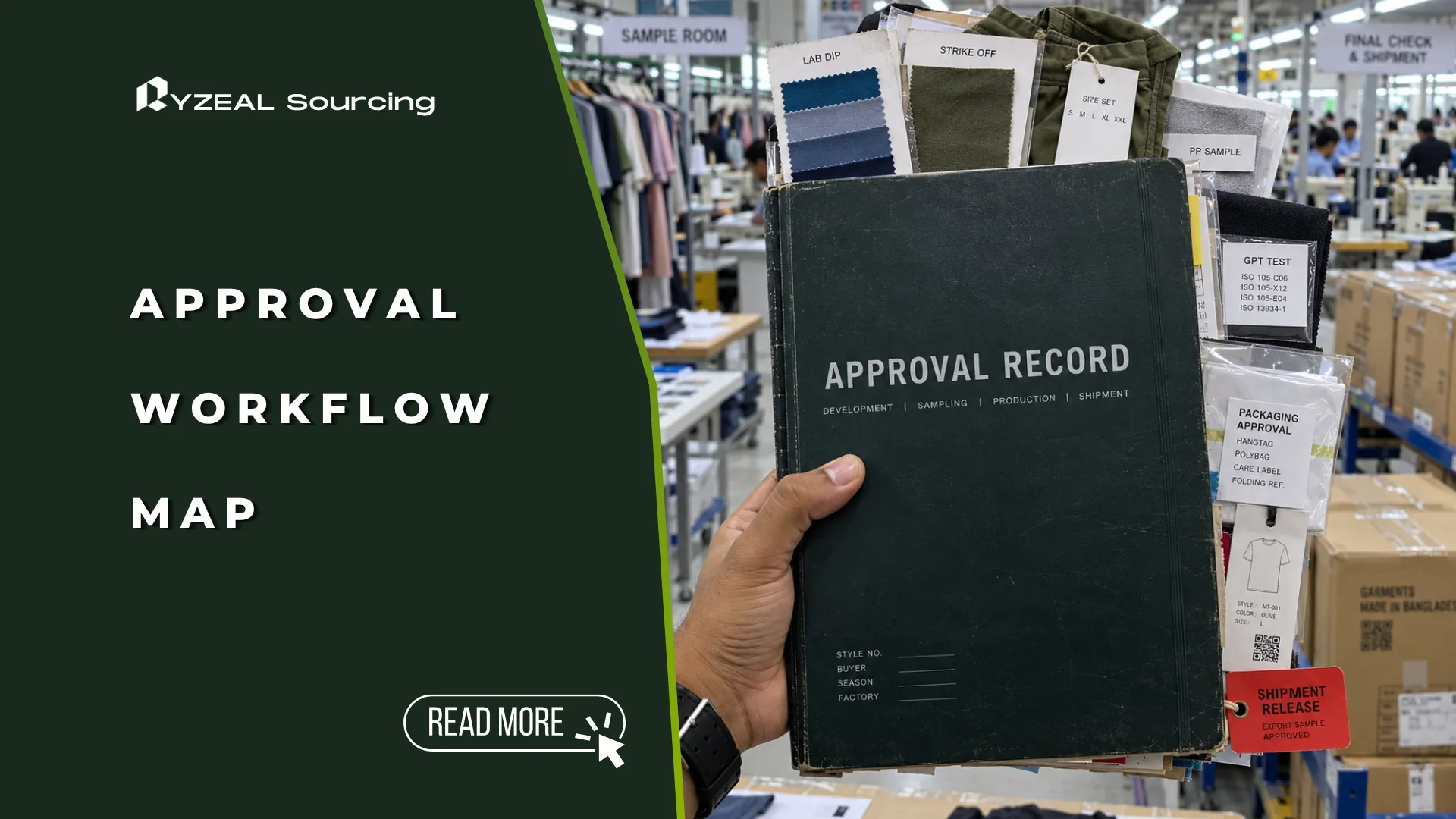 Approval Workflow Map Lab Dips, Strike Offs, Size Set, PP Sample, GPT, Shipment Release