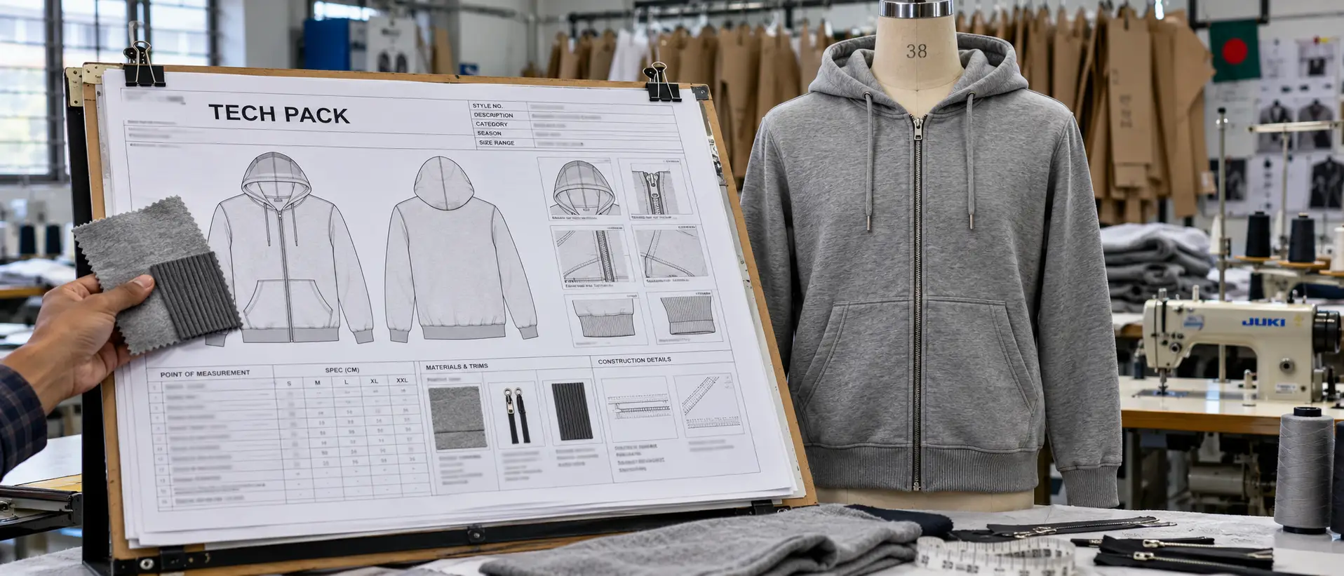 clothing tech pack execution manufacturing specifications 2