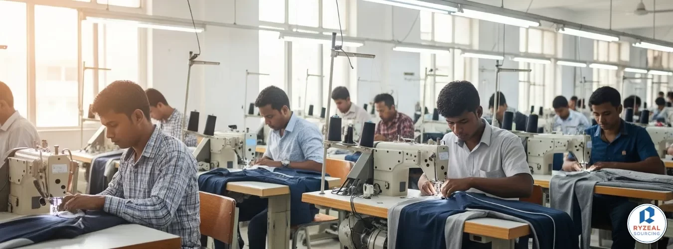 Apparel Manufacturers Canada Meet Global Efficiency – The Bangladesh Advantage RYZEAL production floor in Bangladesh powering Apparel manufacturers Canada with global efficiency