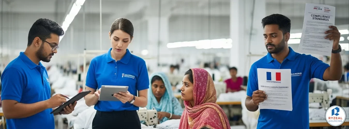 Sourcing éthique au-delà d’une usine de fabrication de vêtement en France Équipe de production RYZEAL au Bangladesh comme alternative éthique à une usine de fabrication de vêtement en France