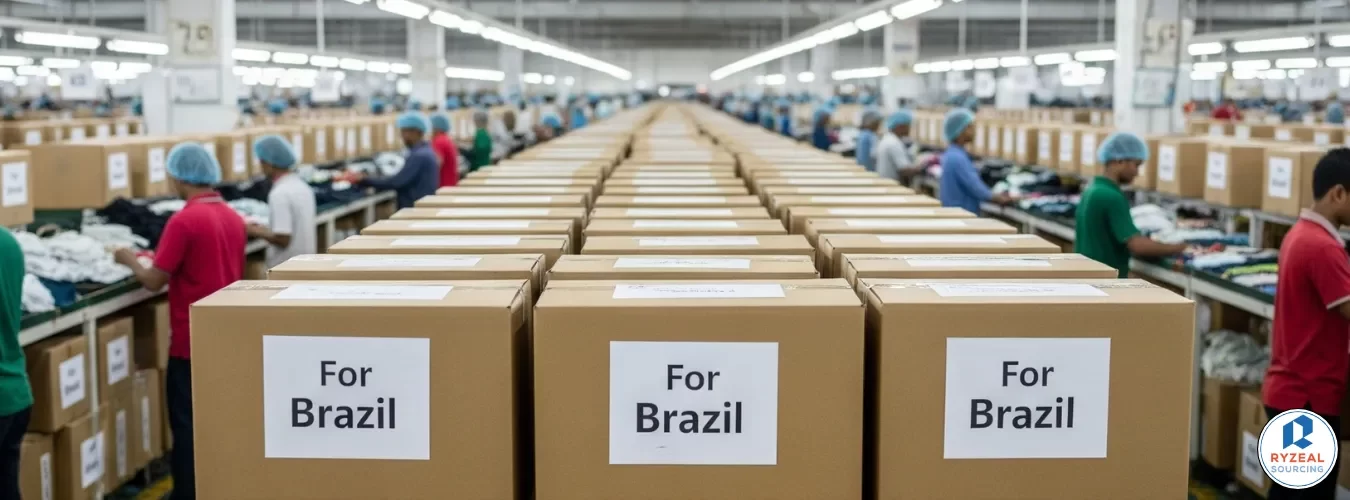 Ethical and Sustainable Production – Produção Ética e Sustentável com Fornecedores de Roupa Brasil_ O Novo Padrão Caixas prontas para envio da RYZEAL como Fornecedores de Roupa Brasil com produção ética e sustentável