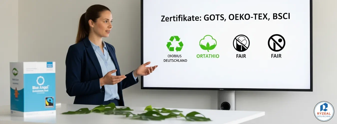 Sustainability in focus_ How a German clothing manufacturer can keep up with global standards – bekleidungshersteller deutschland / Germany Nachhaltigkeitszertifikate für bekleidungshersteller deutschland werden in einer Präsentation mit GOTS, OEKO-TEX und BSCI vorgestellt Nachhaltigkeitszertifikate für bekleidungshersteller deutschland werden in einer Präsentation mit GOTS, OEKO-TEX und BSCI vorgestellt - Germany