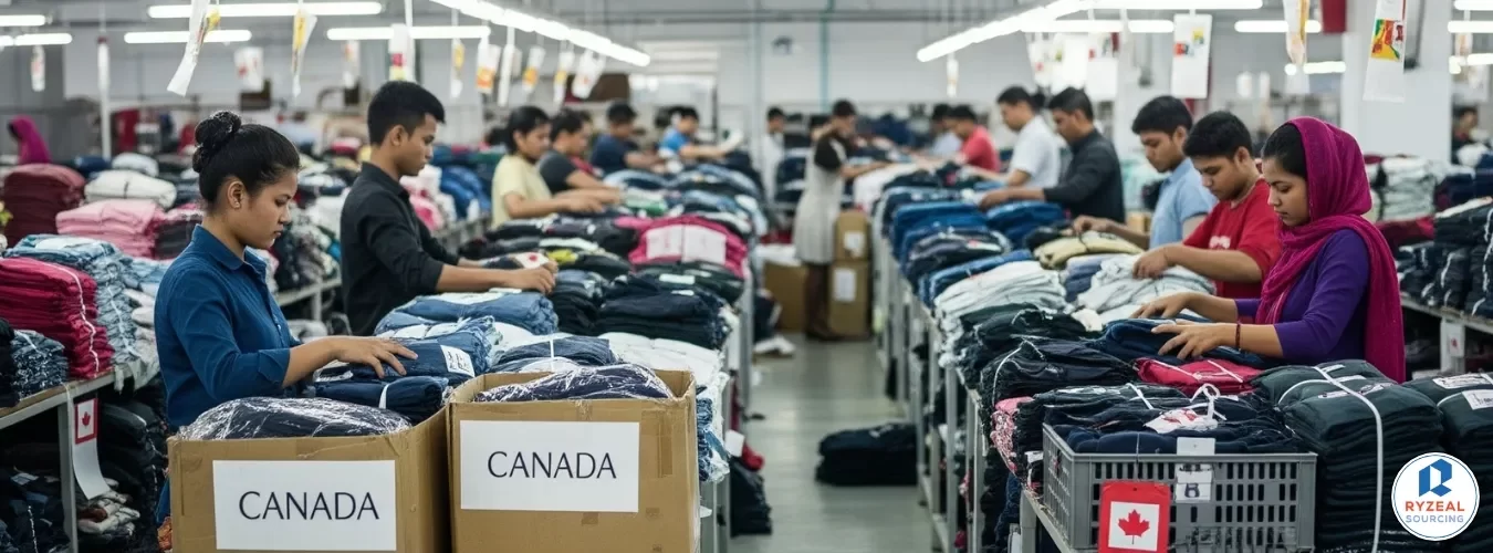 The Future of Private Label Growth with Apparel Manufacturers Canada Apparel manufacturers Canada sewing floor showing production for Canadian fashion brands by RYZEAL in Bangladesh